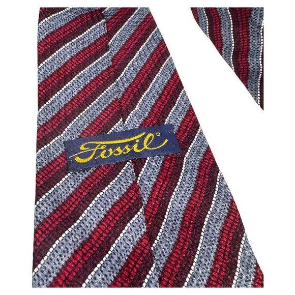 Fossil 100% Silk Geometric Pattern Peek A Boo travellers Lining Mens Neck Tie‎ - Picture 4 of 5